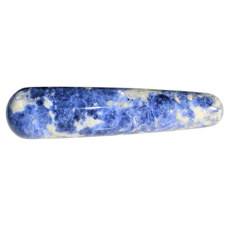Charged Sodalite Round 4" Wand Reflexology Massage Crystal Healing 80g-120g