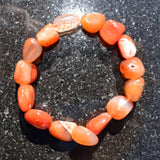 CHARGED Carnelian Agate Crystal Bracelet Tumble Polished Stretchy ENERGY REIKI