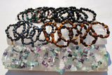 CHARGED Black Tourmaline Crystal Chip Bracelet Polished Stretchy ENERGY REIKI