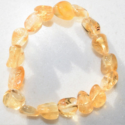Premium CHARGED Citrine Crystal Nugget Stretchy Bracelet Healing REIKI Energy!