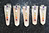 CHARGED 7 Chakra ORANGE Selenite Crystal Perfect Pendant + 20" Chain WOW!
