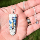CHARGED 7 Chakra K2 Granite (Azurite) Crystal Perfect Pendant + 20" Chain