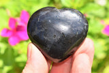 [1] Himalayan Black Tourmaline Crystal Puffy Heart / Palm Stone Healing Reiki