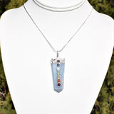 CHARGED 7 Chakra Peruvian Angelite Crystal Perfect Pendant + 20" Chain WOW
