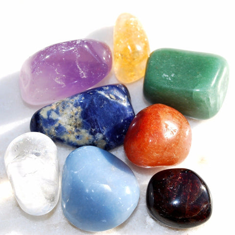 CHARGED 7 Chakra Crystal Set Hand-Carved & Polished  REIKI Energy! ZENERGY GEMS