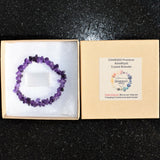 CHARGED Premium (Dark) Amethyst Crystal Chip Stretchy Bracelet REIKI