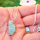 CHARGED Aquamarine Crystal Perfect Pendant 20" Silver Chain REIKI Healing
