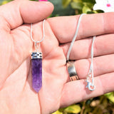 Faceted Himalayan Amethyst Crystal Point Pendant + 20" Silver Chain
