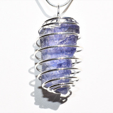Premium Grade Natural Tanzanite Crystal Perfect Pendant + 20" Silver Chain