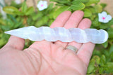 6" Spiral Faceted Selenite Crystal Massage Wand POWERFUL ENERGY by ZENERGY GEMS
