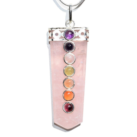 CHARGED 7 Chakra Himalayan Rose Quartz Crystal Perfect Pendant + 20" Chain WOW!