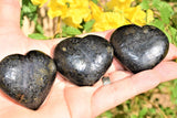 [1] Starburst Flash Nuummite Crystal Puffy Heart / Palm Stone ZENERGY GEMS