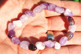 xCHARGED Amethyst Crystal Bracelet Tumble Polished Stretchy CALMING ENERGY REIKI