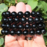 Premium CHARGED Black Tourmaline Crystal 12mm Bead Bracelet Stretchy REIKI