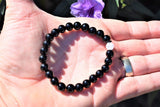 CHARGED Black Tourmaline & Rainbow Moonstone Crystal Distance Bracelet REIKI!