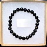 Premium CHARGED Black Tourmaline Crystal 8mm Bead Bracelet Stretchy ENERGY REIKI