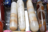 CHARGED Honey Calcite Heart Palm Stone / Worry Stone Crystal Energy Healing 80g