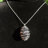 CHARGED, Natural APACHE TEARS Crystal Perfect Pendant 20" Silver Chain