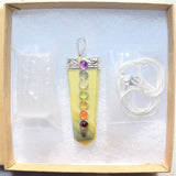 CHARGED 7 Chakra Serpentine Crystal Perfect Pendant + 20" Chain