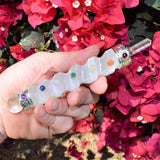 Deluxe 7 Chakra Spiral Faceted Selenite Crystal Massage Wand POWERFUL ENERGY