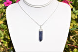 Faceted Himalayan Sodalite Crystal Point Pendant + 20" Silver Chain REIKI