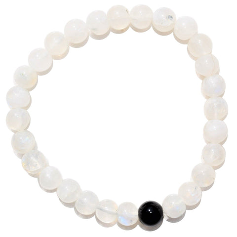 CHARGED Rainbow Moonstone & Black Tourmaline Crystal Distance Bracelet REIKI!