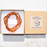CHARGED Natural Lithuanian Cognac Baltic Amber 26" Necklace Polished CRT Crystal