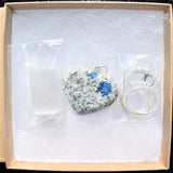 CHARGED K2 Granite (Azurite) Crystal HEART Perfect Pendant + 20" Chain