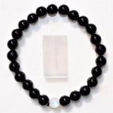 CHARGED Black Tourmaline & Rainbow Moonstone Crystal Distance Bracelet REIKI!