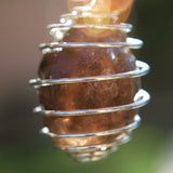 CHARGED, Natural APACHE TEARS Crystal Perfect Pendant 20" Silver Chain