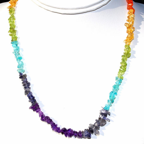 CHARGED 7 Chakra Premium Crystal Chip 18" Necklace Healing Energy REIKI WOW!!!