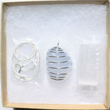 CHARGED Polished Celestite Crystal Perfect Pendant SOOTHING + 20" Silver Chain