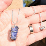 Premium Grade Natural Tanzanite Crystal Perfect Pendant + 20" Silver Chain