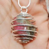 Polished Brazilian Rhodonite Crystal Perfect Pendant 20" Silver Chain