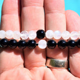 CHARGED Black Tourmaline & Rainbow Moonstone Crystal Distance Bracelet REIKI!