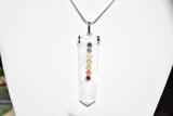 CHARGED 7 Chakra Selenite Crystal Perfect Pendant + 20" Chain WOW!