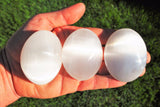 [3] LG 3" SELENITE POCKET PALM WORRY STONES Healing Reiki - ZENERGY GEMS