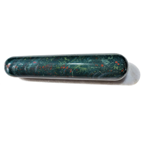 Charged 4" Bloodstone Crystal Massage Wand Hand-carved Healing Energy ~85g