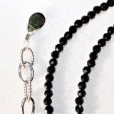Black Tourmaline Necklace Adjustable Plus Pendant 17" - 19.5" 925 Silver 2.5mm