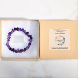 CHARGED Premium (Dark) Amethyst Crystal Chip Stretchy Bracelet REIKI