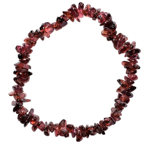 AAA Grade CHARGED Natural Rhodolite Garnet Crystal Chip Stretchy Bracelet REIKI