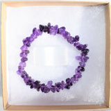 CHARGED Premium (Dark) Amethyst Crystal Chip Stretchy Bracelet REIKI