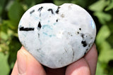 [1] Himalayan Rainbow Moonstone Crystal Puffy Heart / Palm Stone Healing Reiki