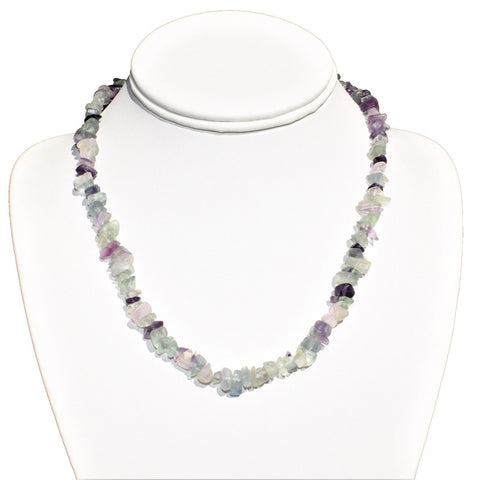 CHARGED Rainbow Fluorite Crystal Chip Necklace + 18" Healing Energy REIKI WOW!!!