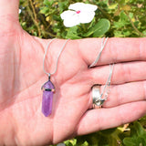Faceted Amethyst Crystal Perfect Pendant 20" Silver Chain