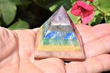 [1] Charged 2" 7 Chakra Pyramid Layered Crystals Healing Energy REIKI ~88g
