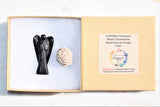 CHARGED 2" Black Tourmaline Crystal Hand-Carved Angel Peaceful Energy!