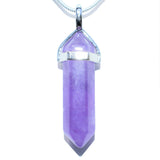 Faceted Amethyst Crystal Perfect Pendant 20" Silver Chain