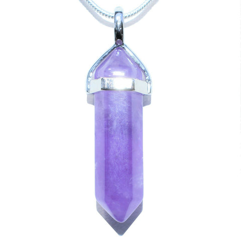 Faceted Amethyst Crystal Perfect Pendant 20" Silver Chain
