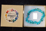 CHARGED Arizona Turquoise Premium Crystal Chip 18" Necklace REIKI WOW!!!